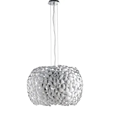 Lustre blanc ou chromé Ø65 cm, 5 ampoules E27 | Mondialshop