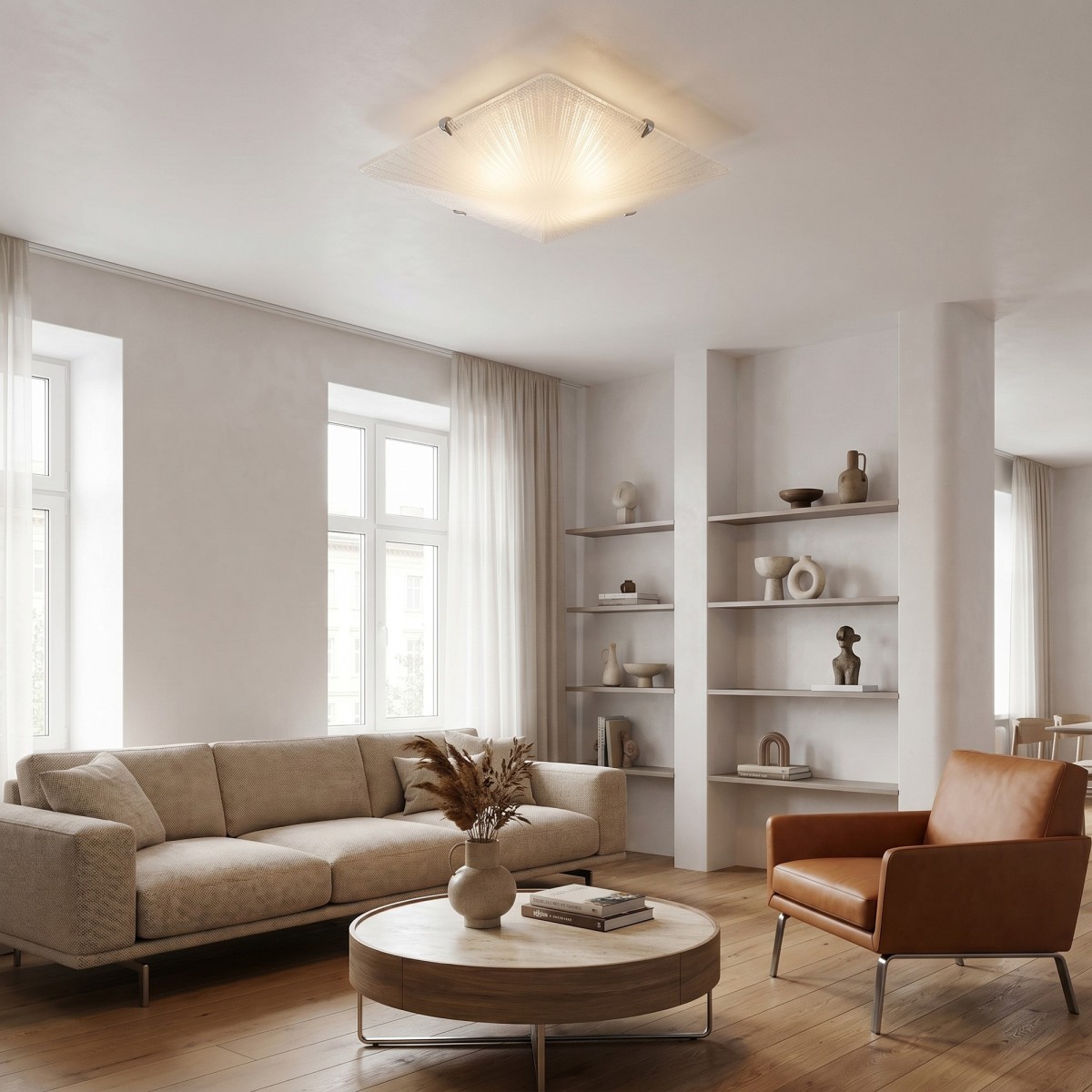 Plafonnier carré en verre diamant | Mondialshop