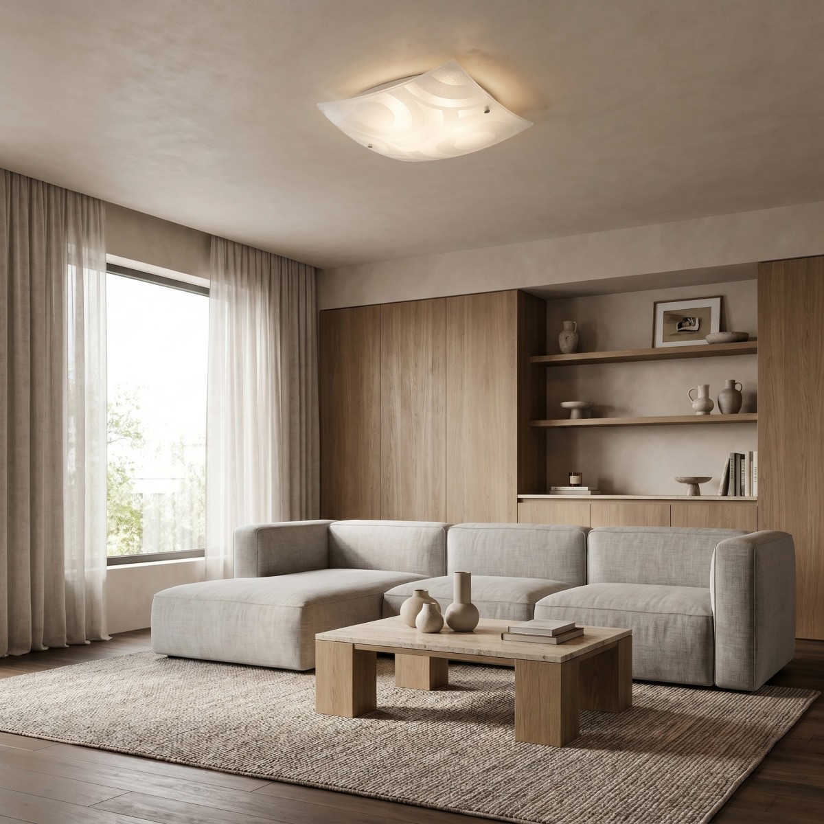 Plafonnier carré en verre Graniglia E27 | Mondialshop