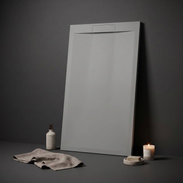 Hellgraue Duschwanne mit Steineffekt-Design | Vincent