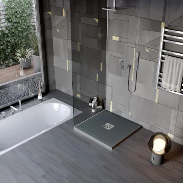 copie de Receveur de douche en résine minérale effet pierre avec trou central