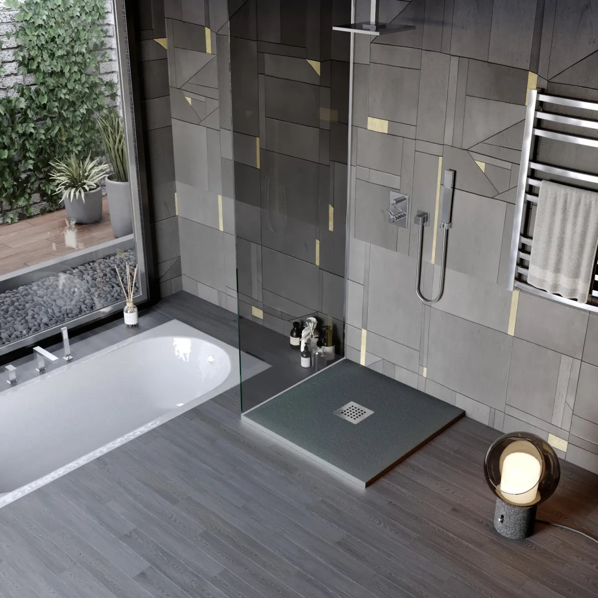 copie de Receveur de douche en résine minérale effet...