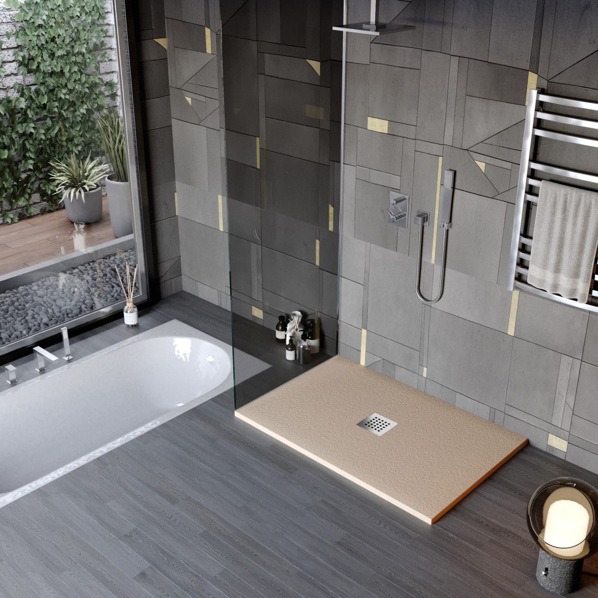 copie de Receveur de douche en résine minérale effet...