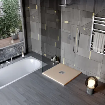 copie de Receveur de douche en résine minérale effet pierre avec trou central