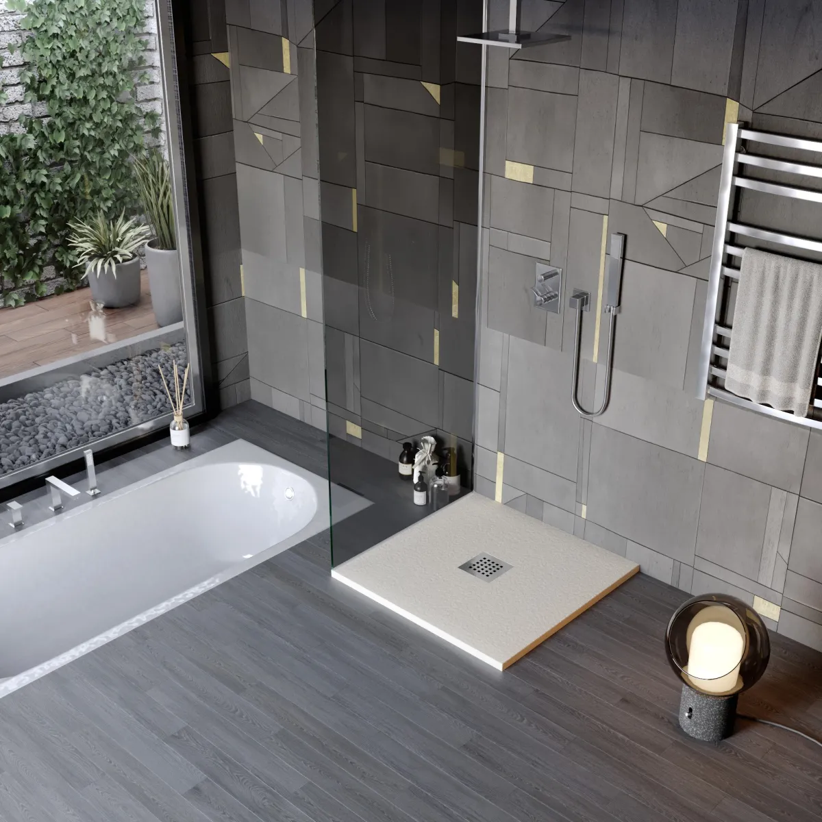 copie de Receveur de douche en résine minérale effet...