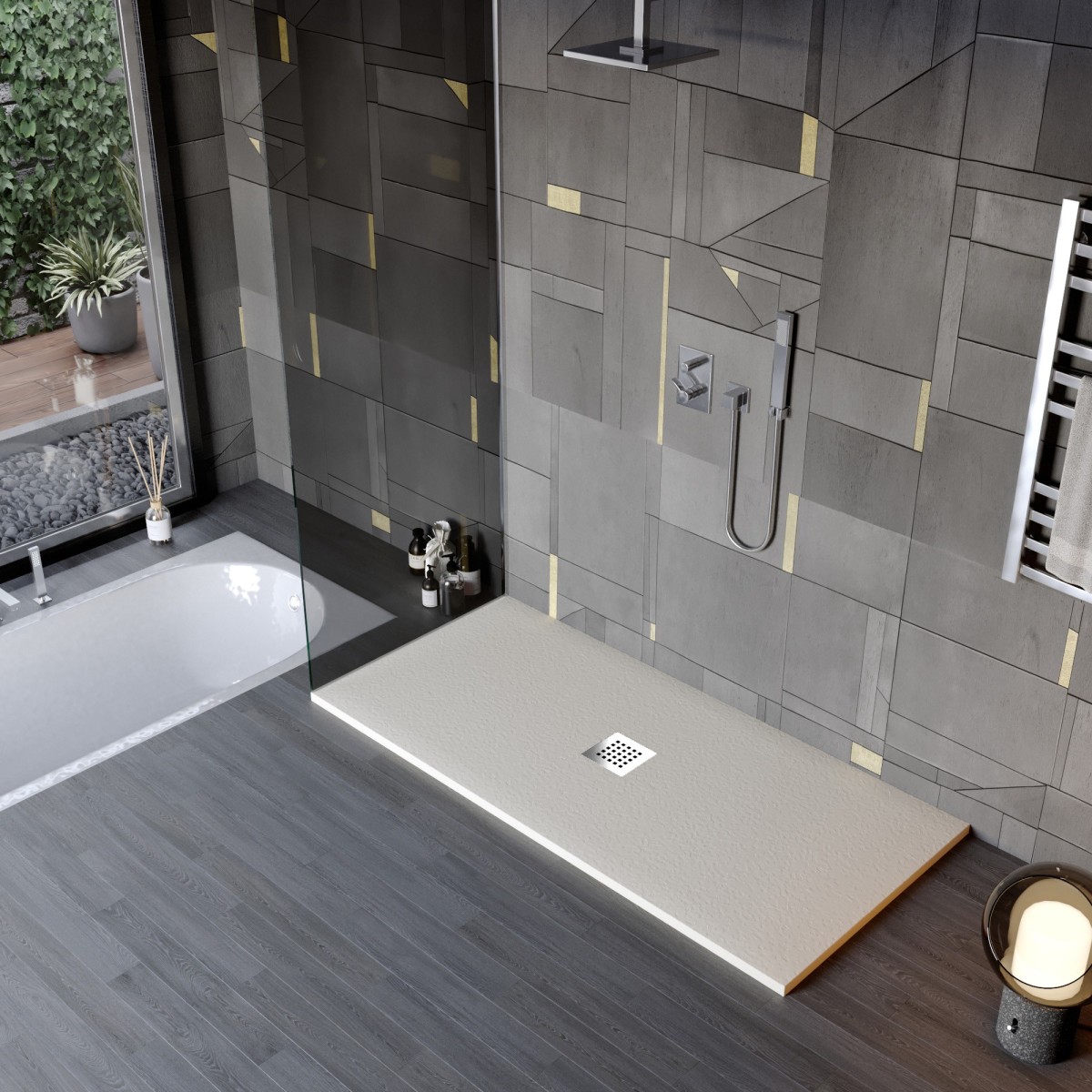 copie de Receveur de douche en résine minérale effet...