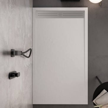 Receveur de douche en résine blanche avec grille de ventilation latérale