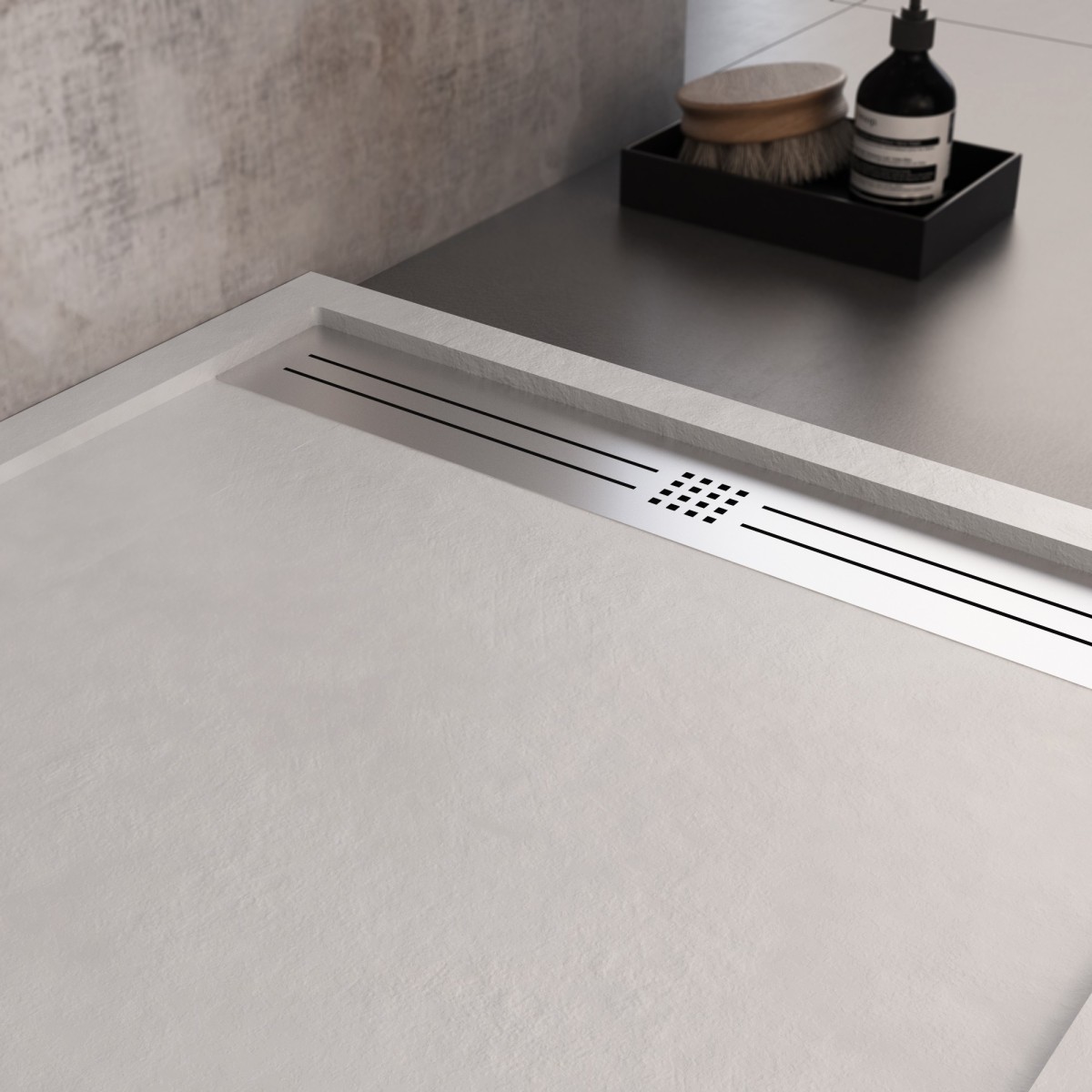 Piatto doccia in resina Bianco foro laterale GRID