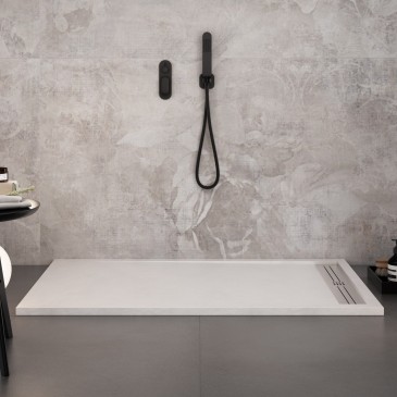 Piatto doccia in resina Bianco foro laterale GRID
