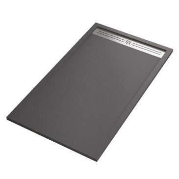 Piatto doccia in resina Grigio Scuro foro laterale GRID