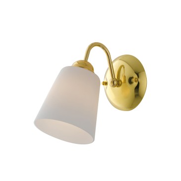 Elegante Wandleuchte mit geschwungenem Arm in Nickel oder Gold | Mondialshop