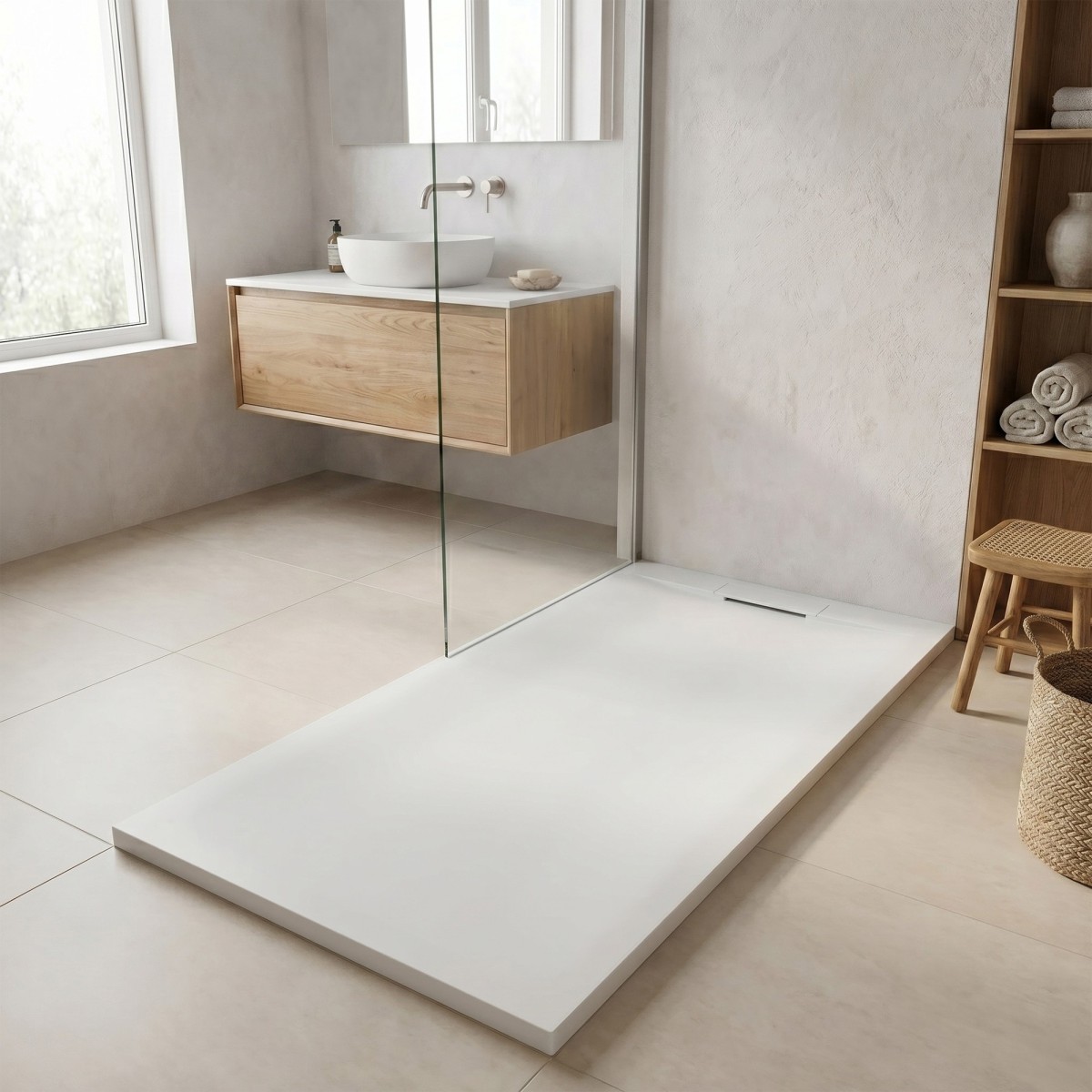 Piatto Doccia Bianco in marmo resina Bianco | Vincent