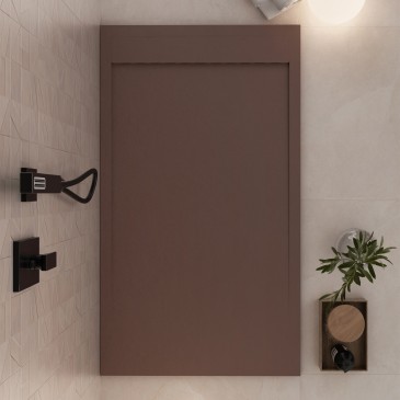 Receveur de douche en résine marron PRESTIGE bonde latérale