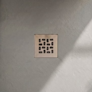Receveur de douche en résine gris clair à trou latéral PLUS