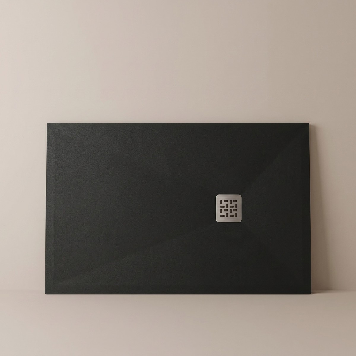 Receveur de douche en résine noire à trou latéral PLUS