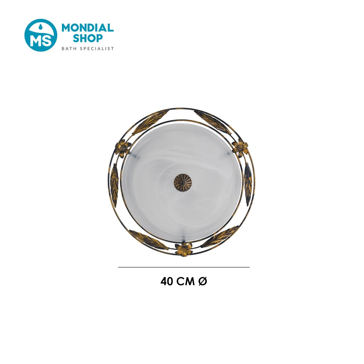 Plafonnier classique en métal vieilli et verre | Mondialshop
