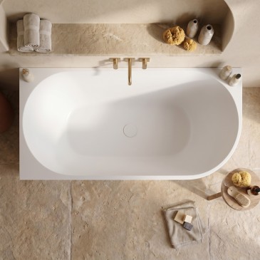 Baignoire d'angle gauche blanche mate 160 x 75 cm RIVER