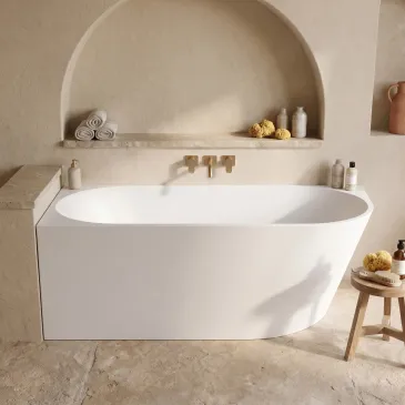 160x75 Mattweiße Eckbadewanne links RIVER