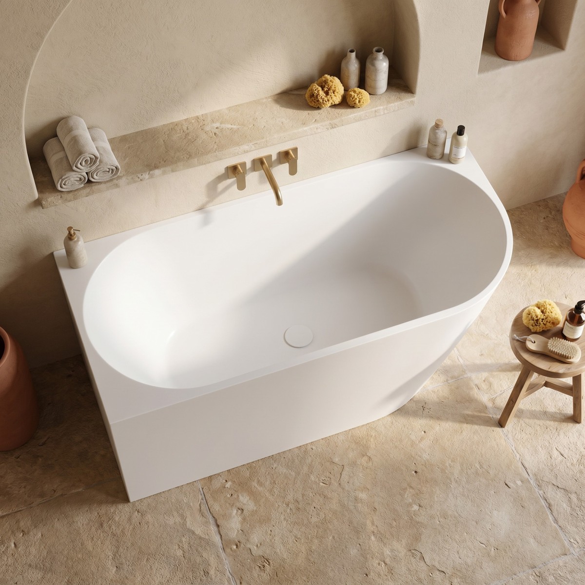 Baignoire d'angle gauche blanche mate 160 x 75 cm RIVER