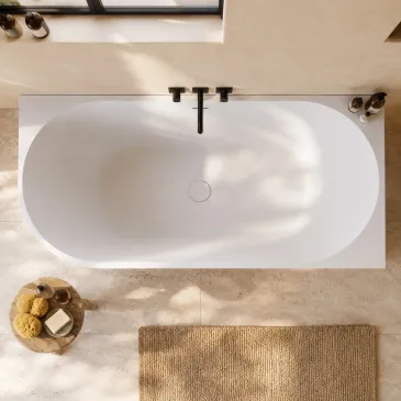 Baignoire d'angle blanche mate 160 x 75 cm avec bonde | Mondialshop