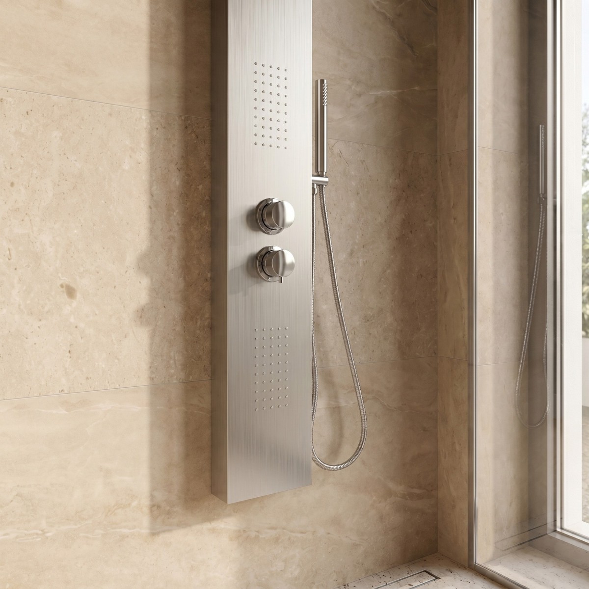 Colonne d'hydromassage thermostatique en acier inoxydable...