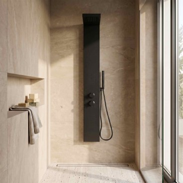 Colonna idromassaggio nera total black BELLAGIO