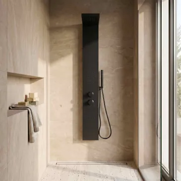 Colonna idromassaggio nera total black BELLAGIO