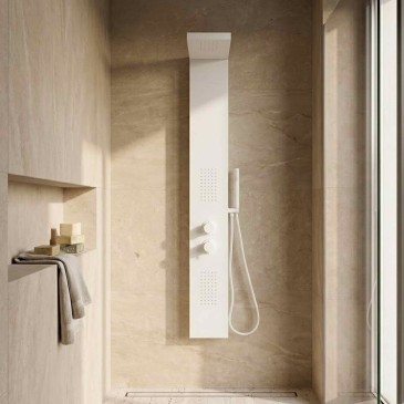 Colonna idromassaggio in acciaio bianco opaco BELLAGIO