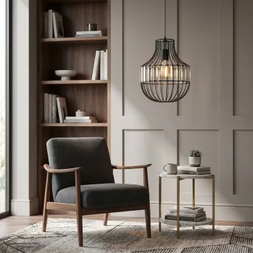 Lampada a Sospensione vintage Adatto a stanze e cucine Metallo nero e Vetro E27
