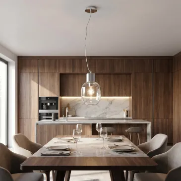 Lampadario Moderno Cromo...
