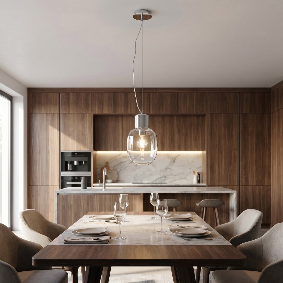 Lustre en chrome poli, 18 cm | Mondialshop