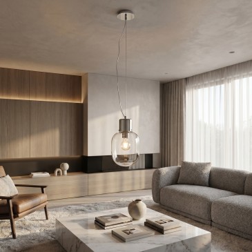 Lampadario a Sospensione cromo lucido Ø 18 cm Design moderno e minimalista E27