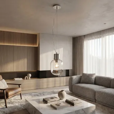 Lampadario a Sospensione cromo lucido Ø 18 cm Design moderno e minimalista E27