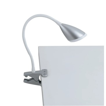 Praticità salvaspazio per la camera da letto: lampada a pinza LED orientabile