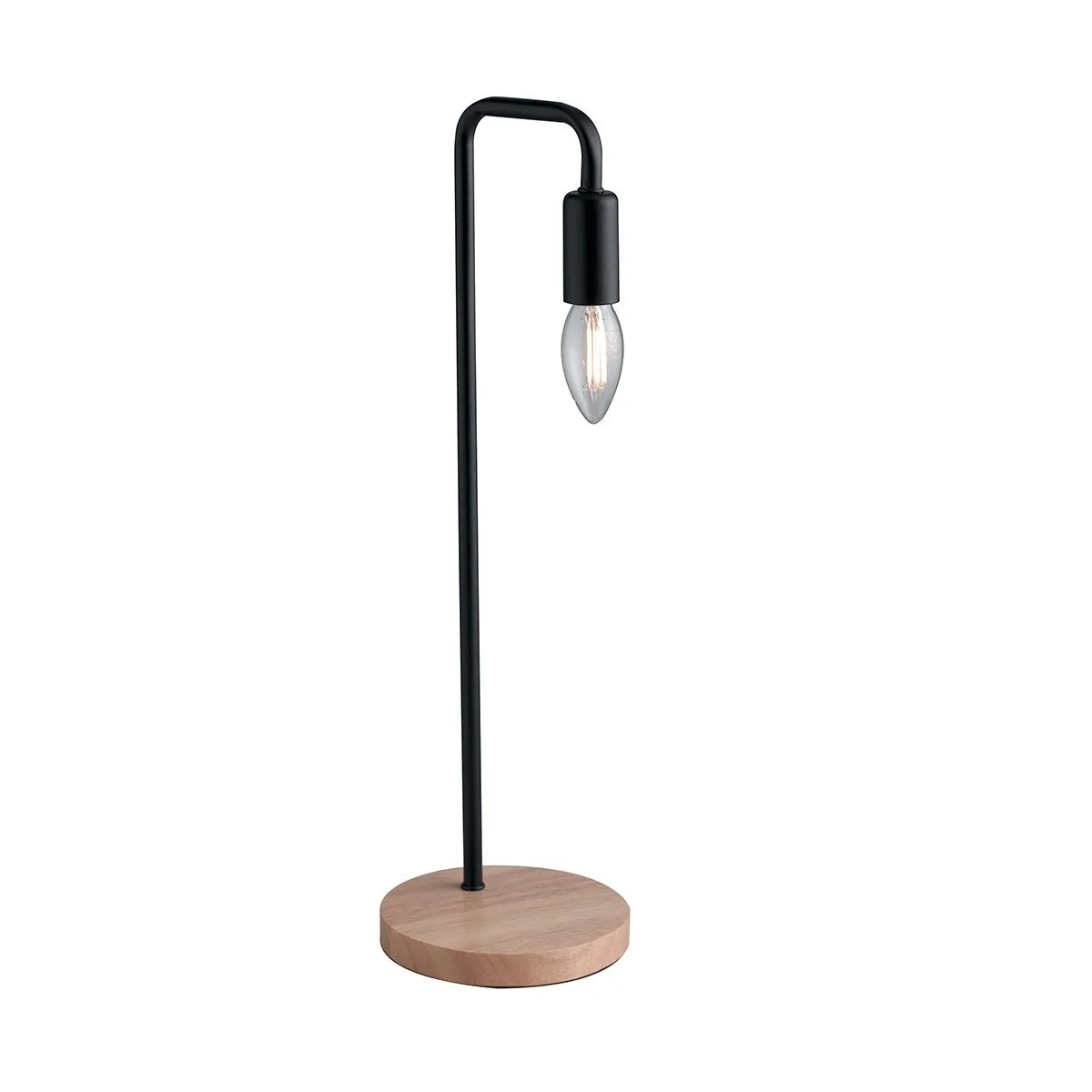 Lampe de table E14 en bois et métal | Mondialshop