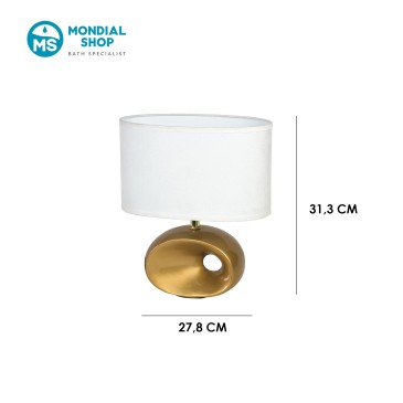 Lampe de chevet E14 dorée et blanche | Mondialshop