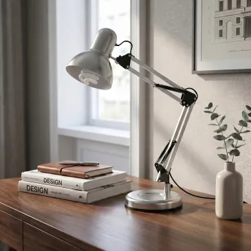 lampada da scrivania flessibile, disponibile in 3 varianti per unire funzionalità hi-tech ed estetica contemporanea.