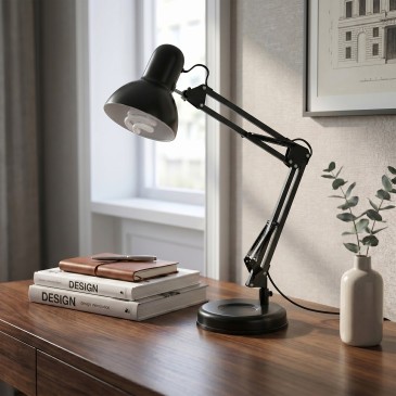 lampada da scrivania moderna flessibile, ideale per postazioni studio e comodini dal look contemporaneo