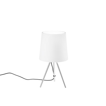 lampada moderna con struttura a treppiede, proposta in quattro distinte opzioni estetiche per interni di tendenza.