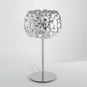 lampada da tavolo grande, disponibile in finitura cromo lucido o bianco per interni di design