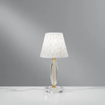 Lumetto da Tavolo Classico in Cristallo e Tessuto | Mondialshop