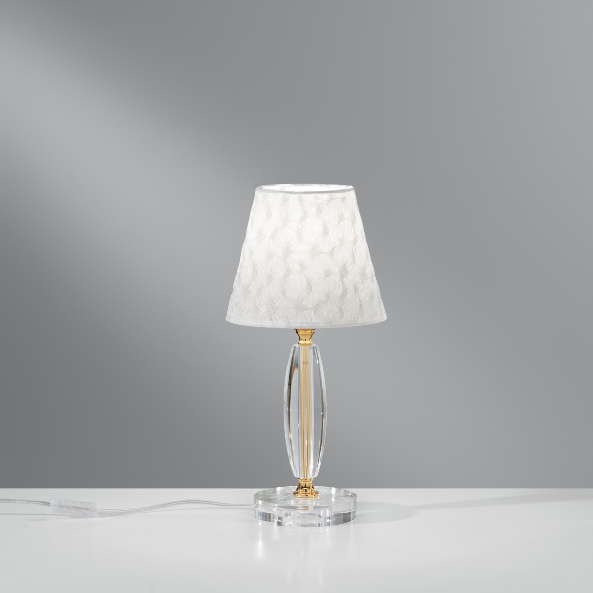 Klassische Tischleuchte aus Kristall und Stoff | Mondialshop