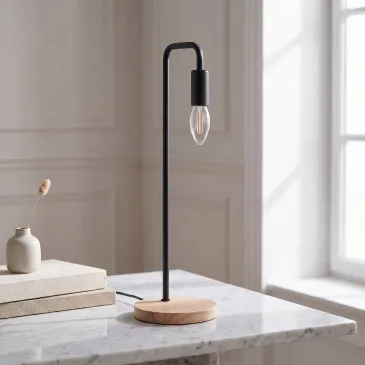 E14 Tischleuchte aus Holz und Metall | Mondialshop
