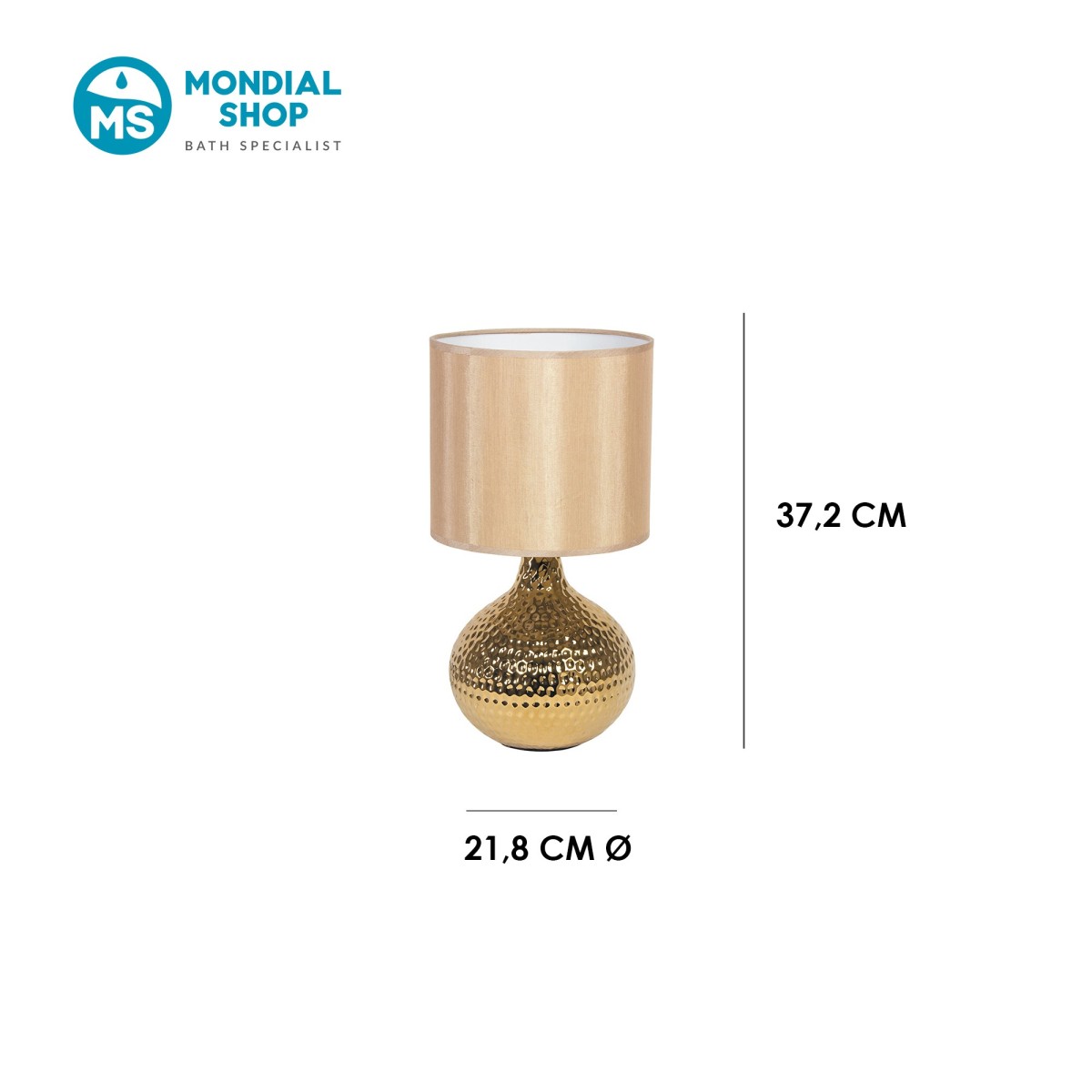 Abat-jour en céramique doré ou argenté E14 | Mondialshop