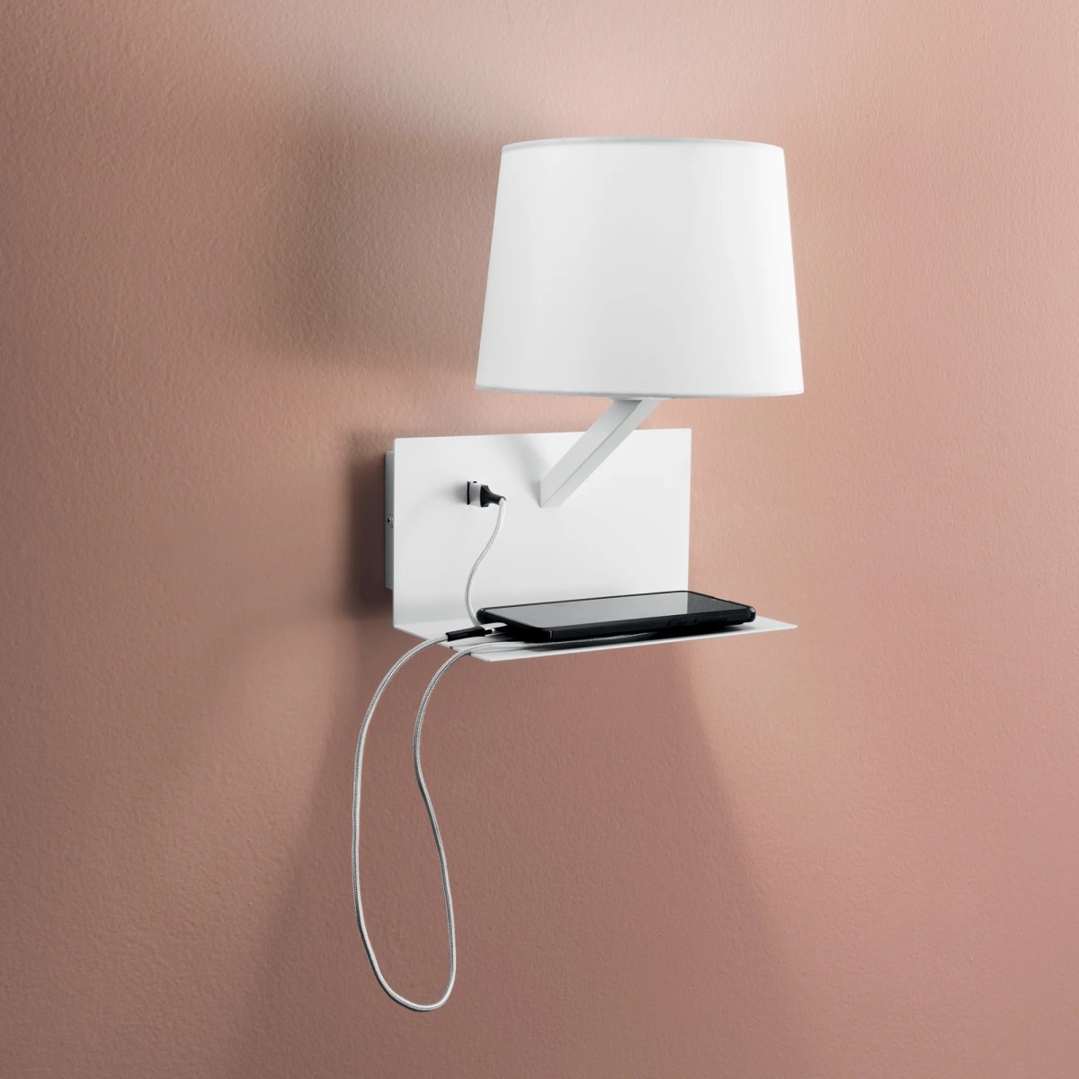 Applique da Parete USB 2A Bianco o Grigio E27 | Mondialshop