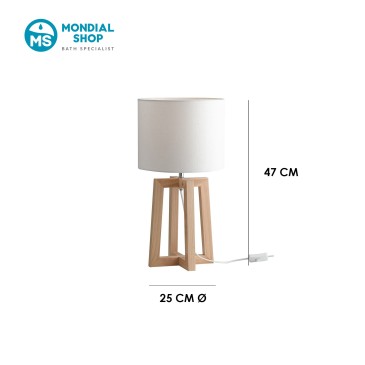Lampe de bureau E14 en bois blanc | Mondialshop