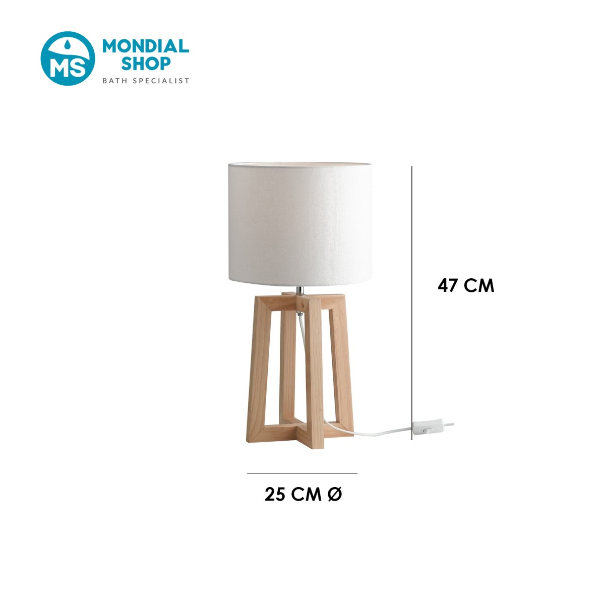 Lampe de bureau E14 en bois blanc | Mondialshop