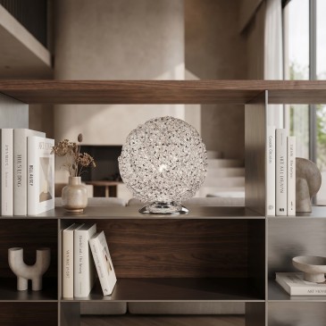 Lampe de table sphérique ornée de cristaux K9 | Mondialshop