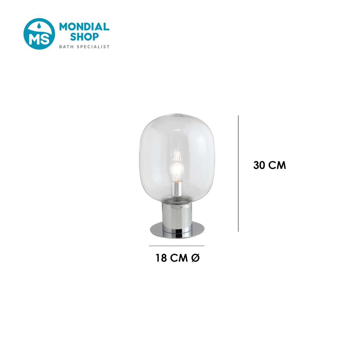 Lampada da Tavolo in Cromo e Vetro | Mondialshop