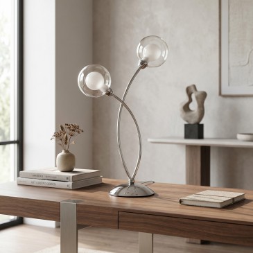 Lampe de table chromée 2xG9 | Mondialshop
